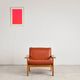 Brutalist armchair in oak and leather by Tage Poulsen, Denmark, 1970s.