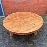 Brutalist oak coffee table thee legs