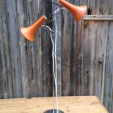 Two conical reflectors orange 1970 vintage floor lamp
