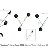Spider wall light with three fixed arms