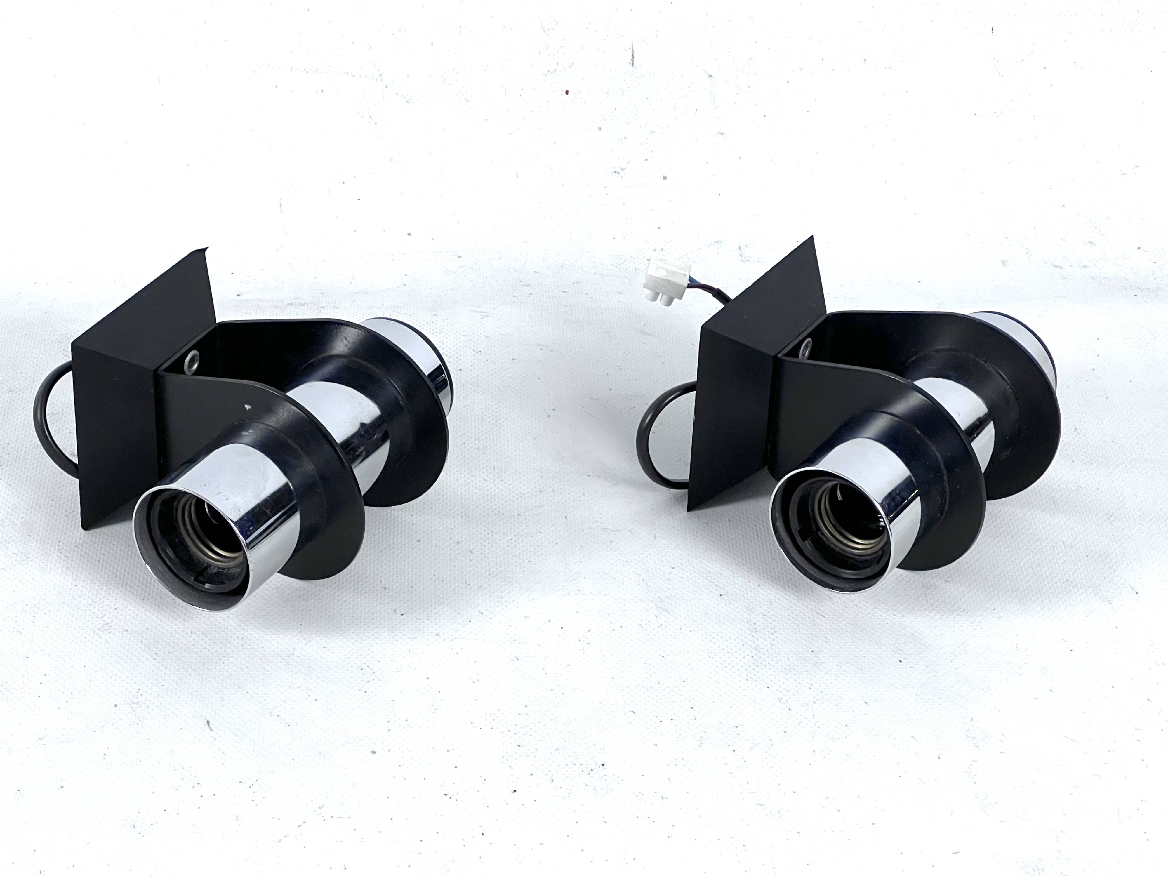 Targetti, pair of wall lamps model Elbow. Italy 1970s