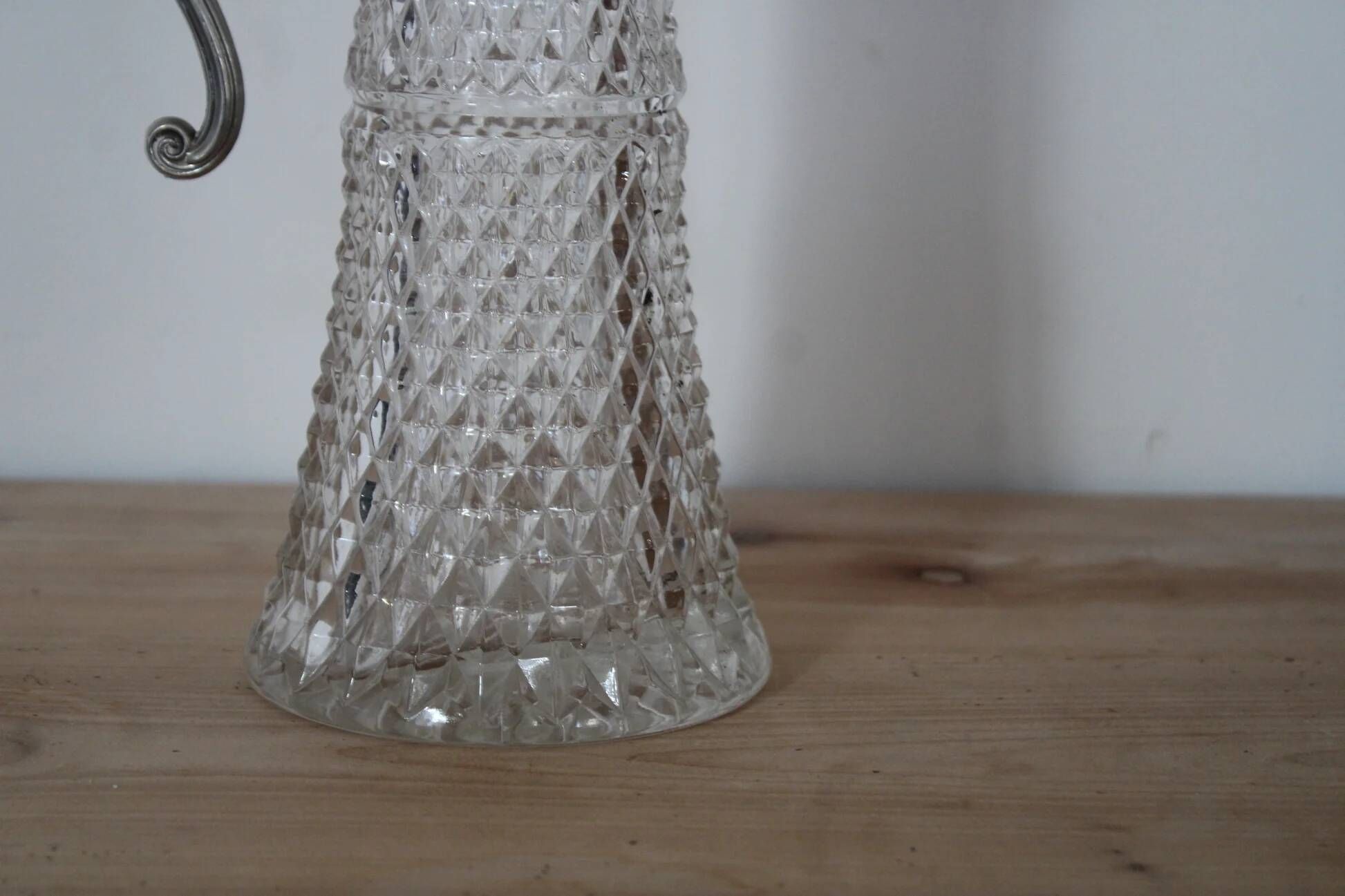 Large antique cut glass and silver-plated jug – English manufacture – 32 cm