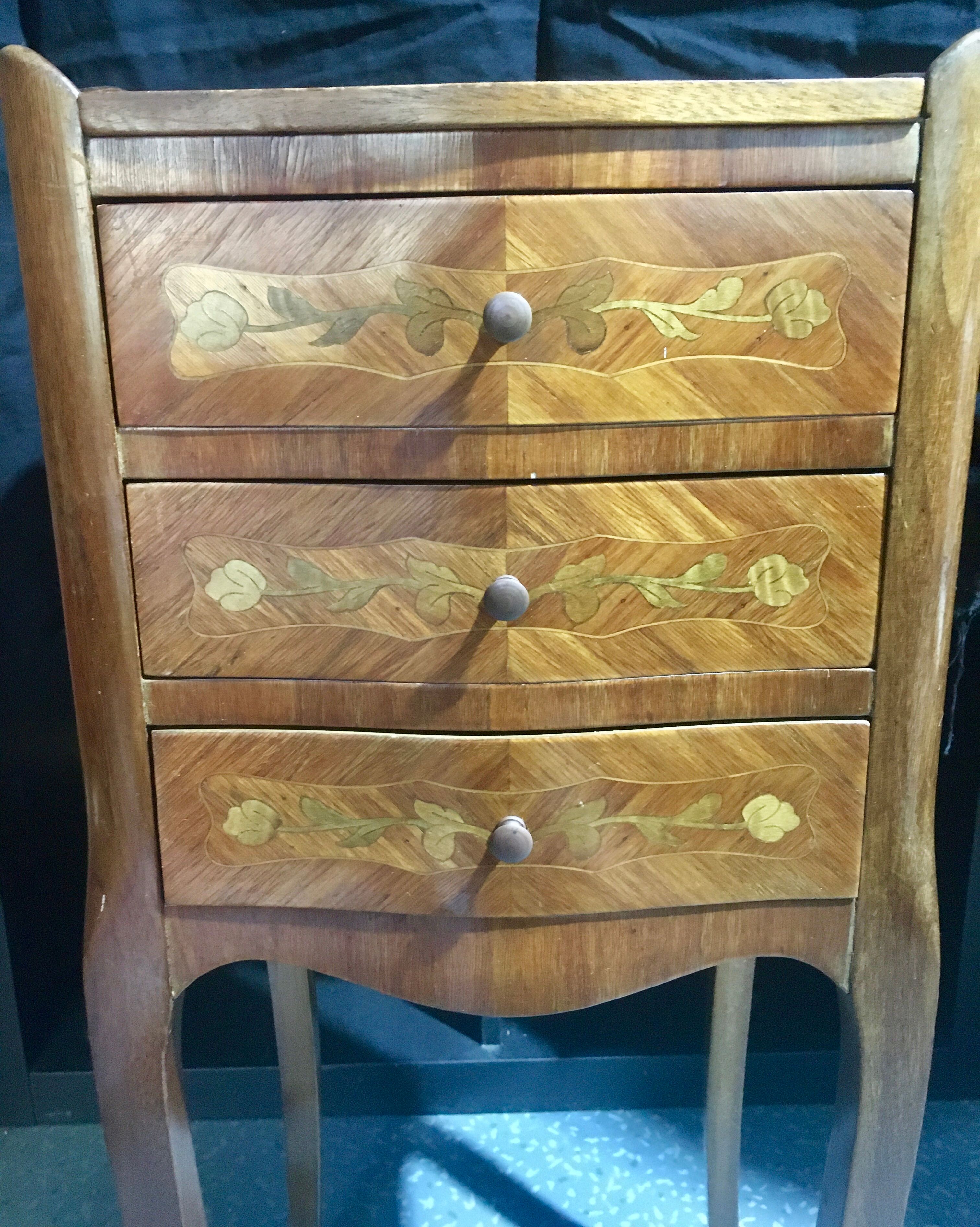 Bedside table in marquetry