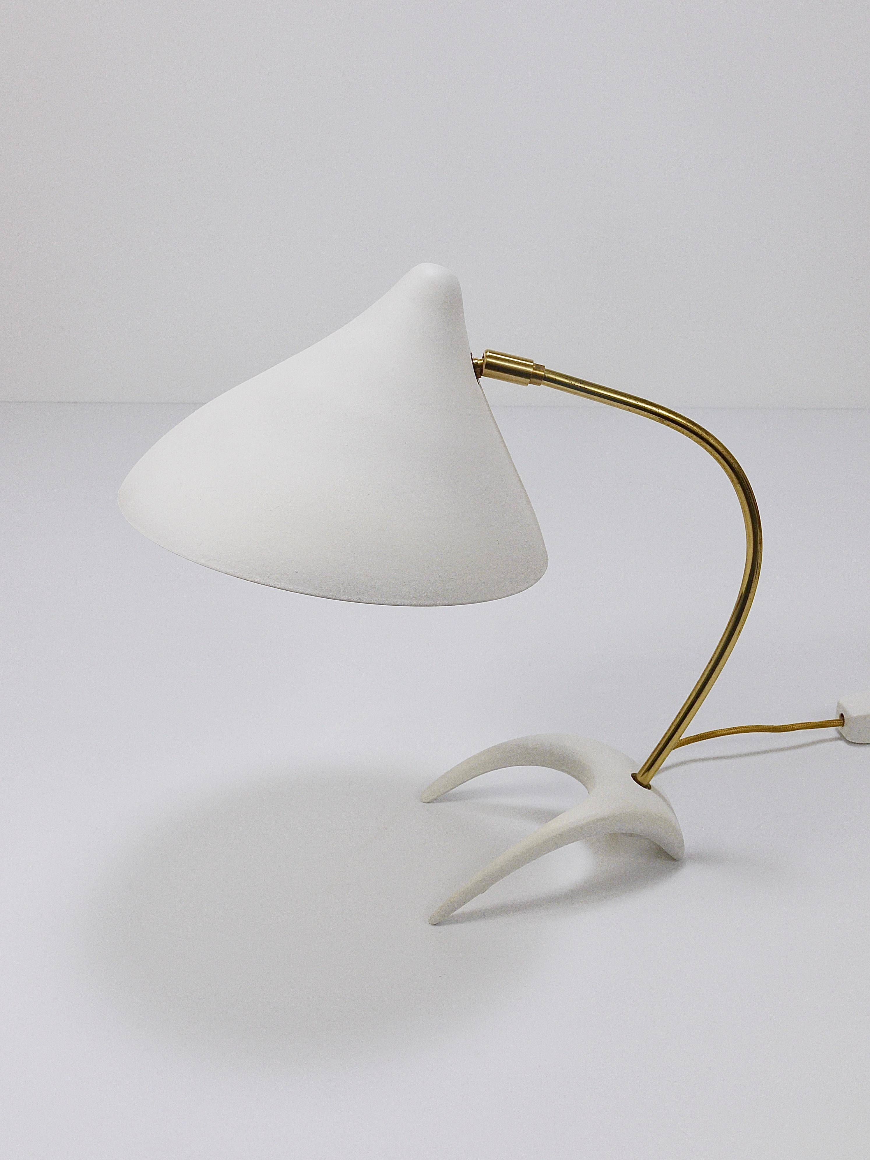 White brass desk or table lamp in the Louis Kalff style from the 1950s.
