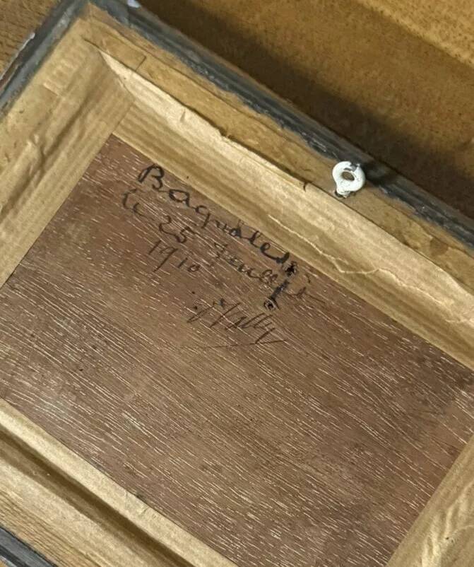 Oil painting on panel dated 1910 depicting the Château fort de Lassay