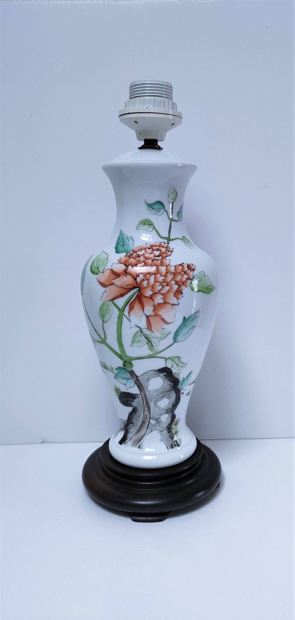 pied de lampe décor pivoine vintage