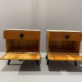 Tables de nuit entièrement restaurées par Jindřich Halabala pour ÚP Závody, années 1950, Tchécoslovaquie