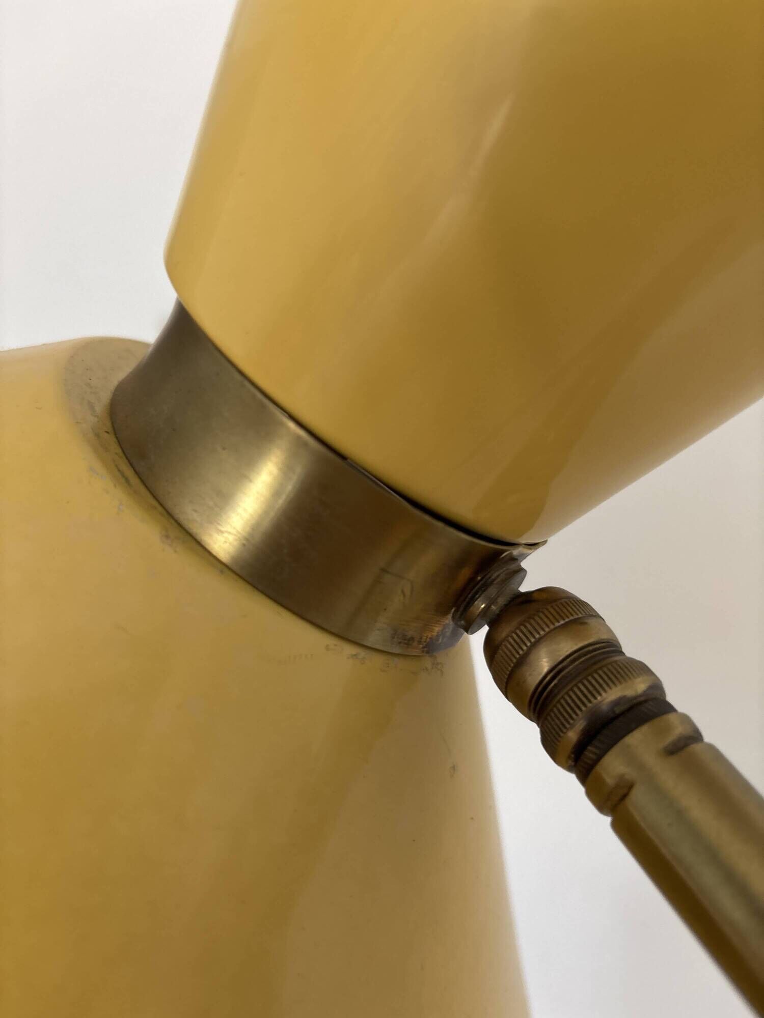 Diabolo floor lamp from the 1950s - brass & rattan - Lunel style - vintage design