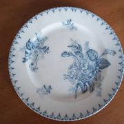 Two antique flat plates from Sarreguemines.