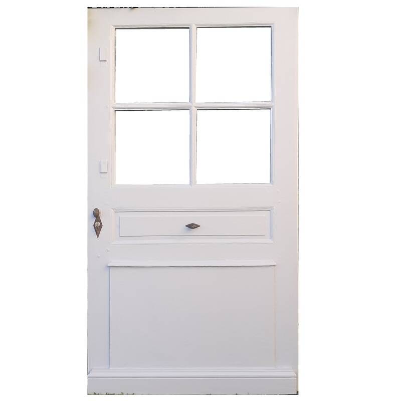 Old oak entrance door with glass H209xL116cm 18th century multi-point lock