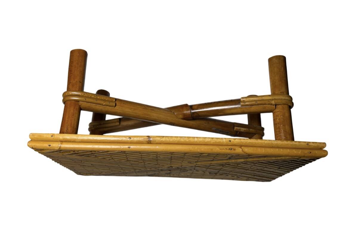 Vintage bamboo and rattan step stool