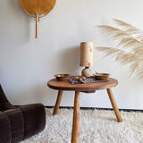 Brutalist wooden round table