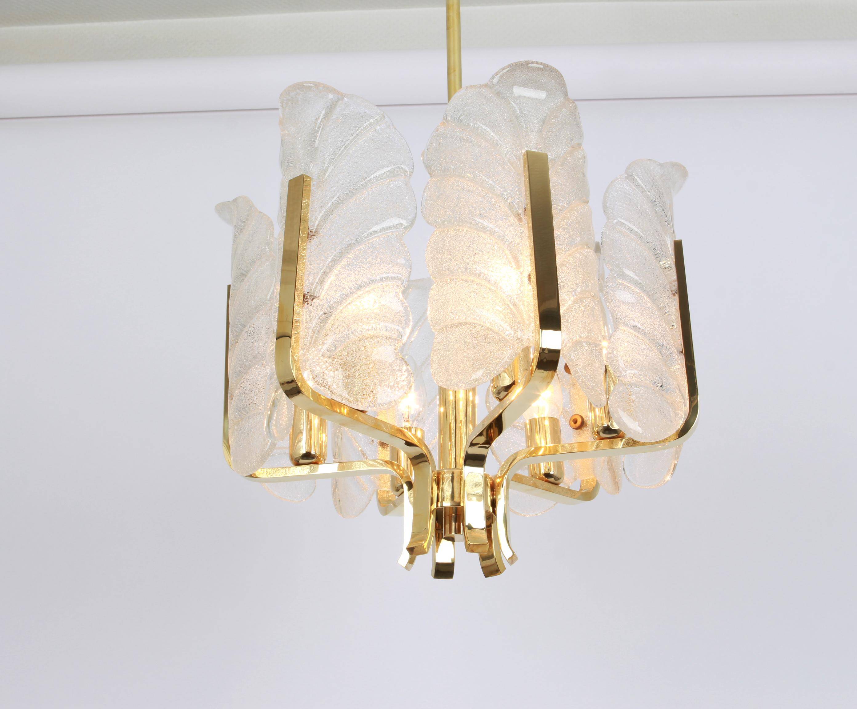 Chandelier by Carl Fagerlund Glass leaves Murano, 1960s