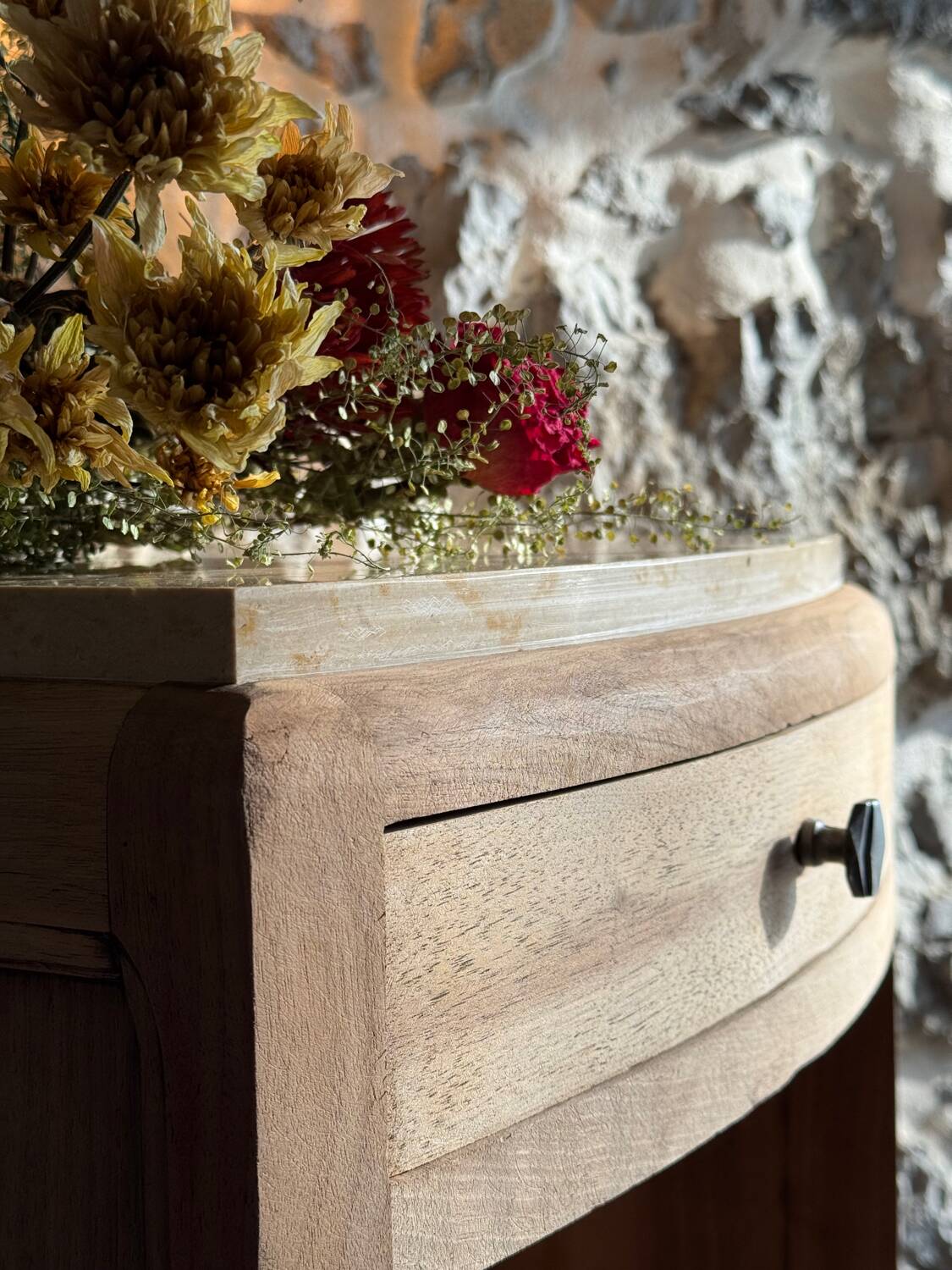 Small Art Deco piece in solid walnut and marble - 1930s