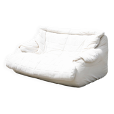 Vintage 70s sofa, foam and white fabric.