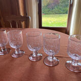 Set of 5 pink bubble glasses – Biot glassware – vintage** Pretty lo