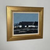 Swedish Oil on Canvas – “Farm Motif” by Bengt Hillgrund