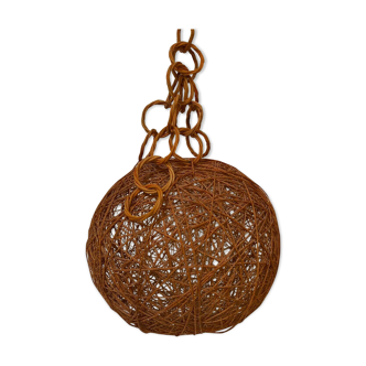 Old rattan ball hanging lamp 70