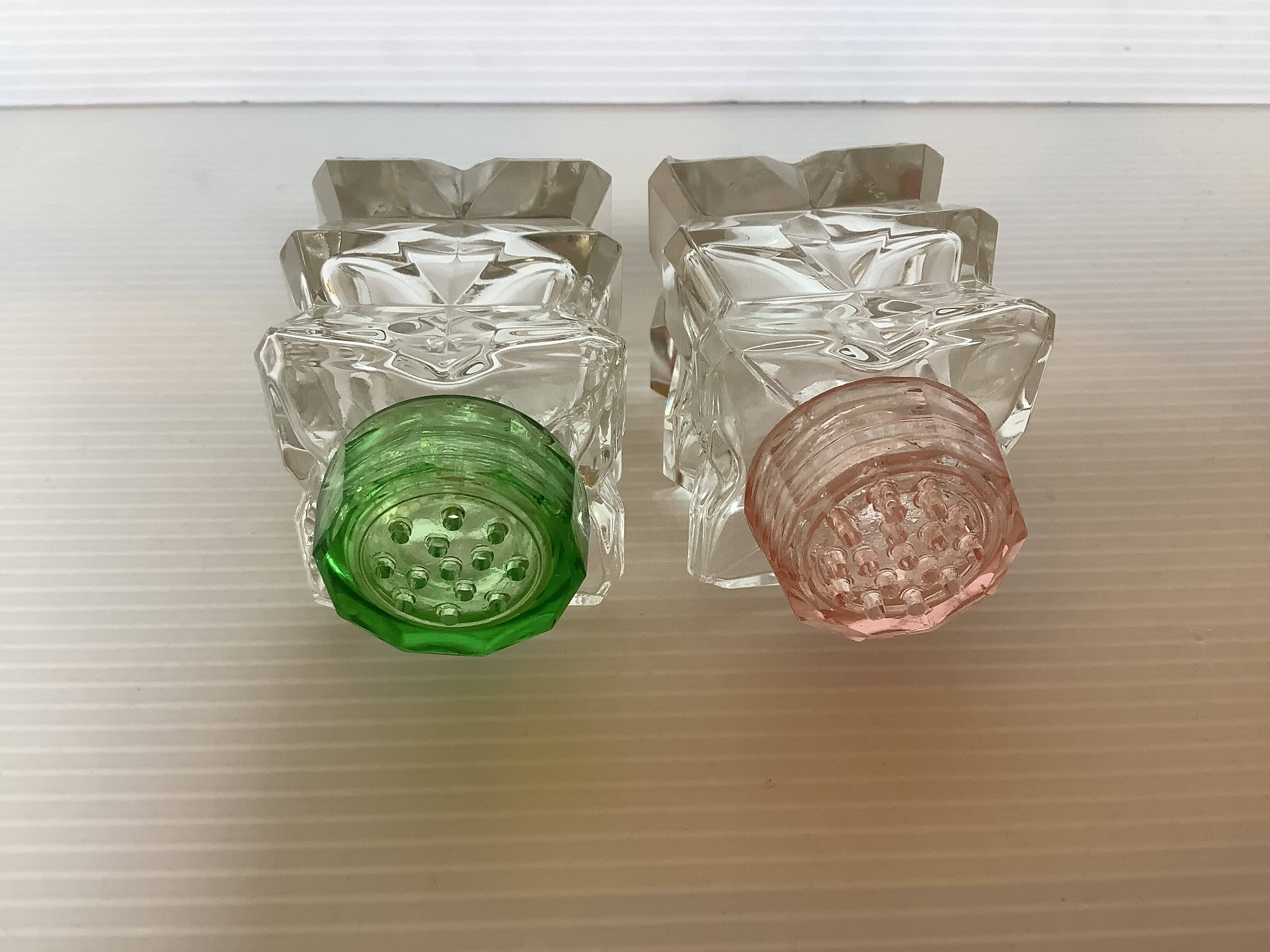 Salt and pepper faceted molded glass