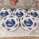 Lot de 5 assiettes creuses Sarreguemines modèle Romantic bleu