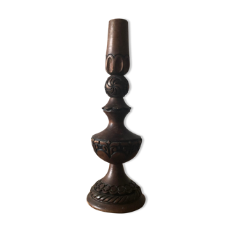 Carved wooden candle holder