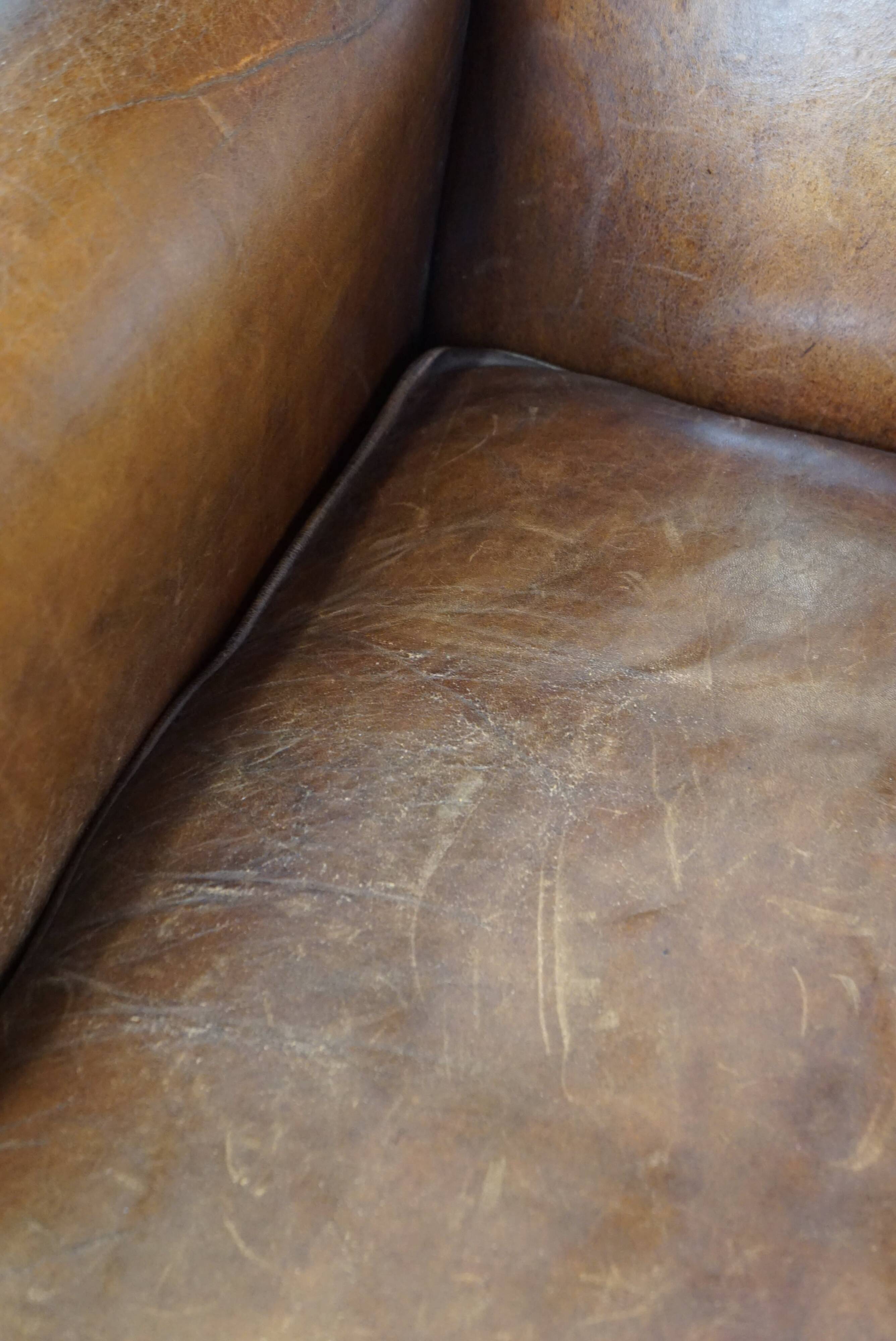 especially comfortable wingback chair made of sheepskin leather, stunning colors