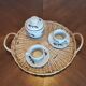 Vintage round rattan/wicker tray
