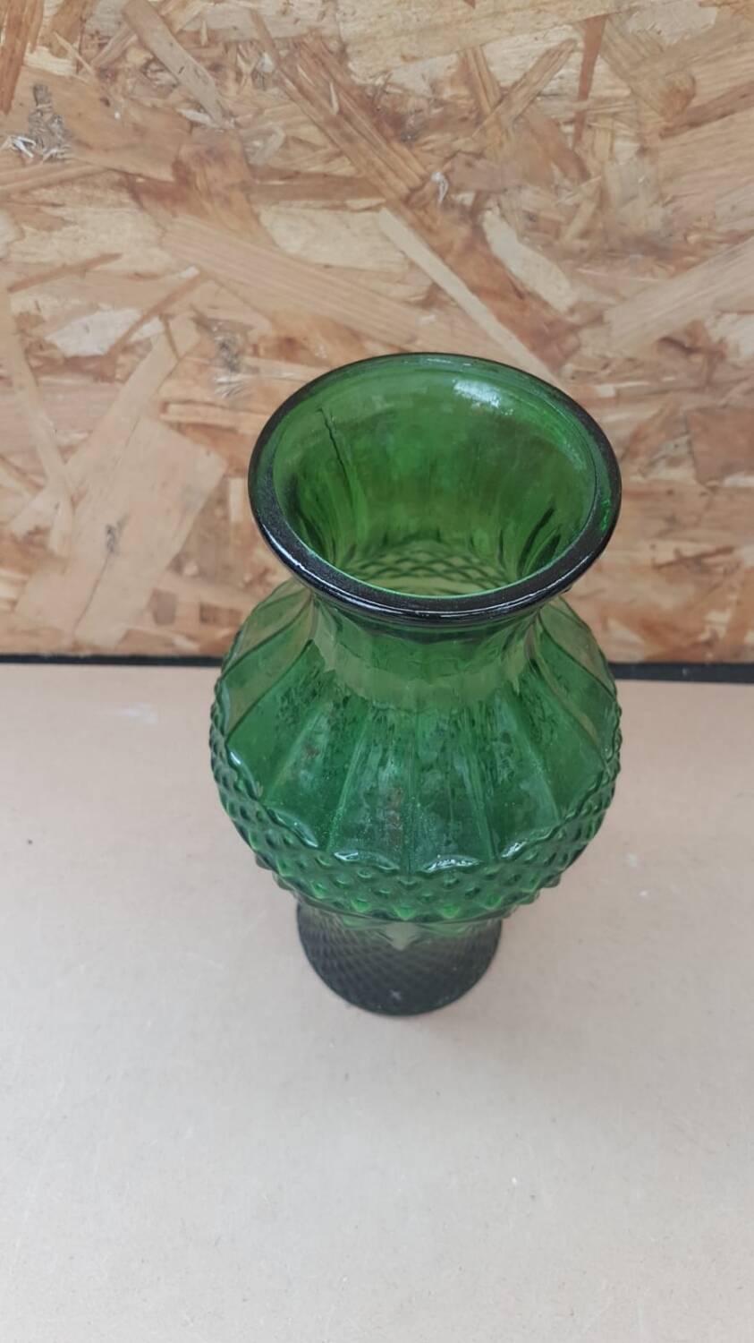 Old Green Molded Glass Vase Decor Vintage Tips