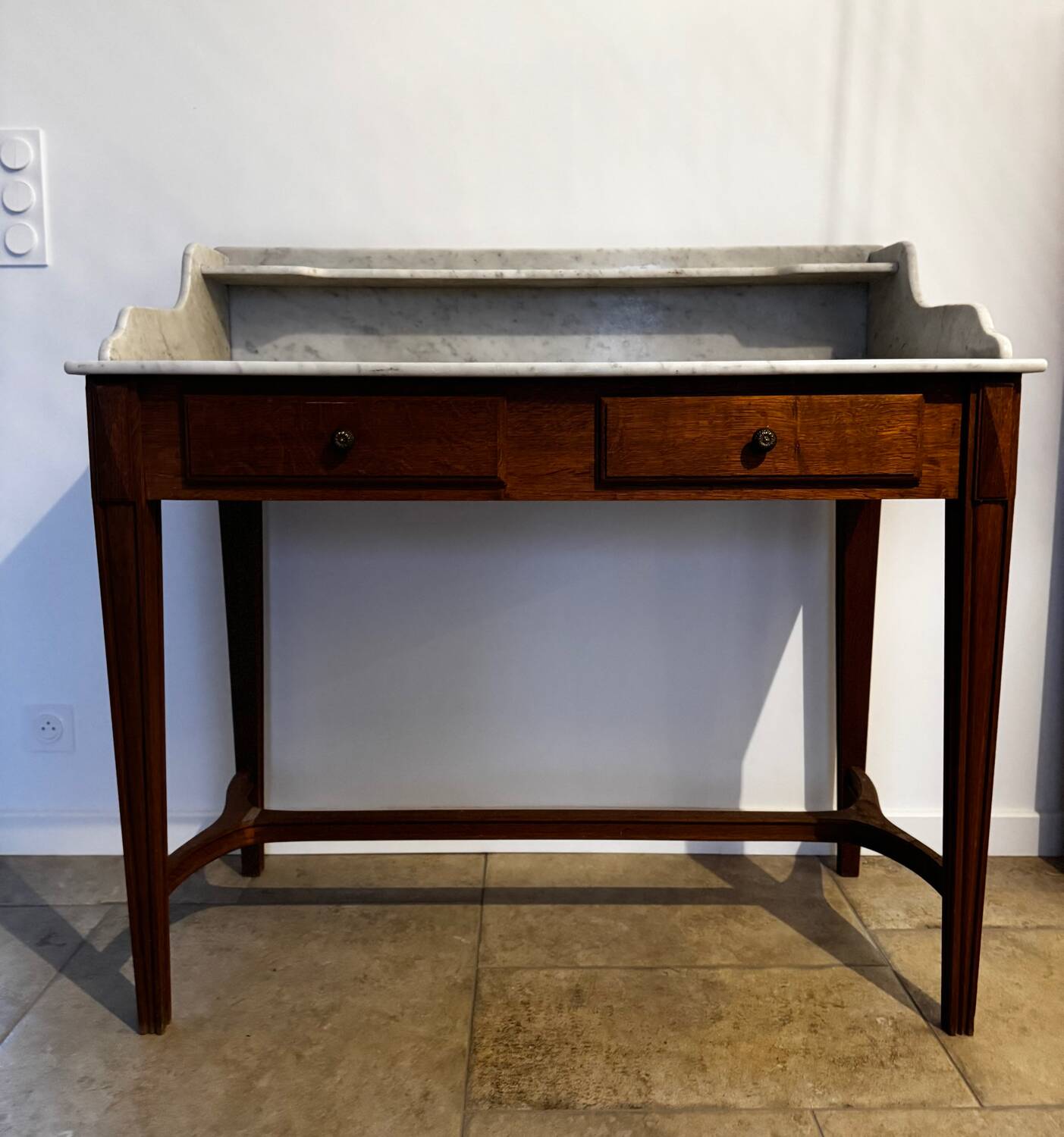 Console ancienne bois et marbre ni