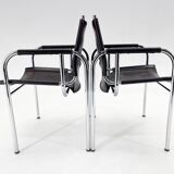 Pair of 1970s Vintage Hans Eichenberger Leather & Chrome Lounge Chairs, Labeled