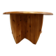 1970s solid pine brutalist round coffee table