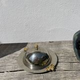 Silver-plated metal butter dish with knots