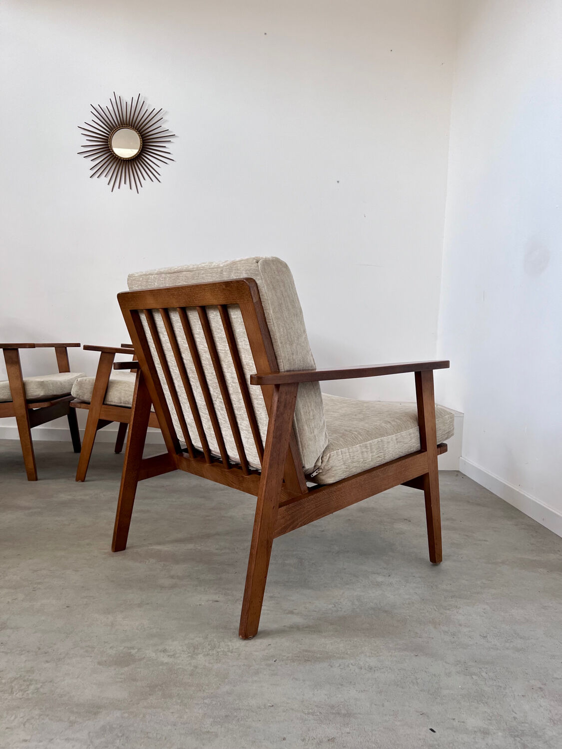 Set of 4 armchairs beech scandinavian