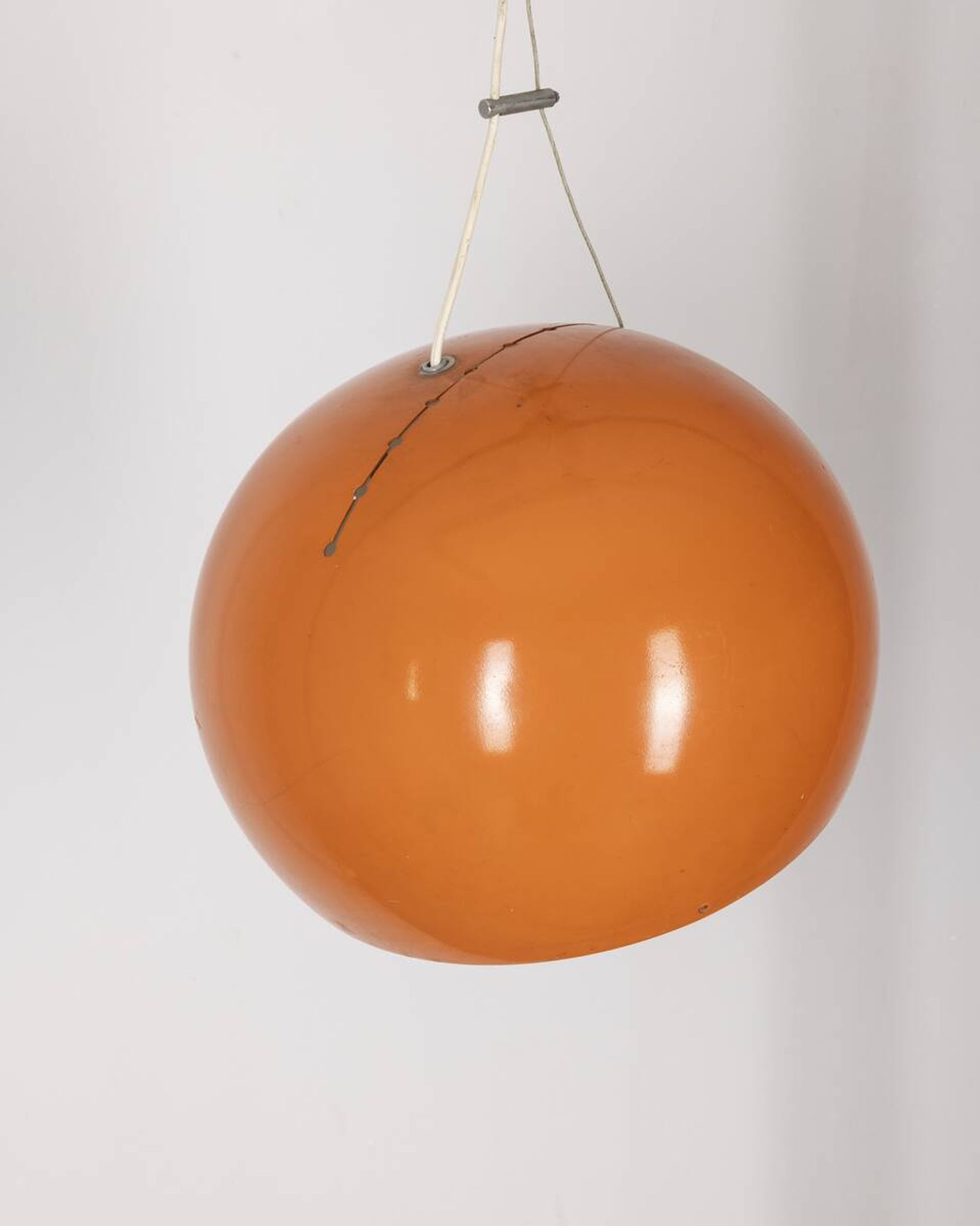 Vintage 70's chandelier in orange metal, italian design
