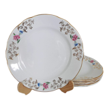 6 flat flowered plates