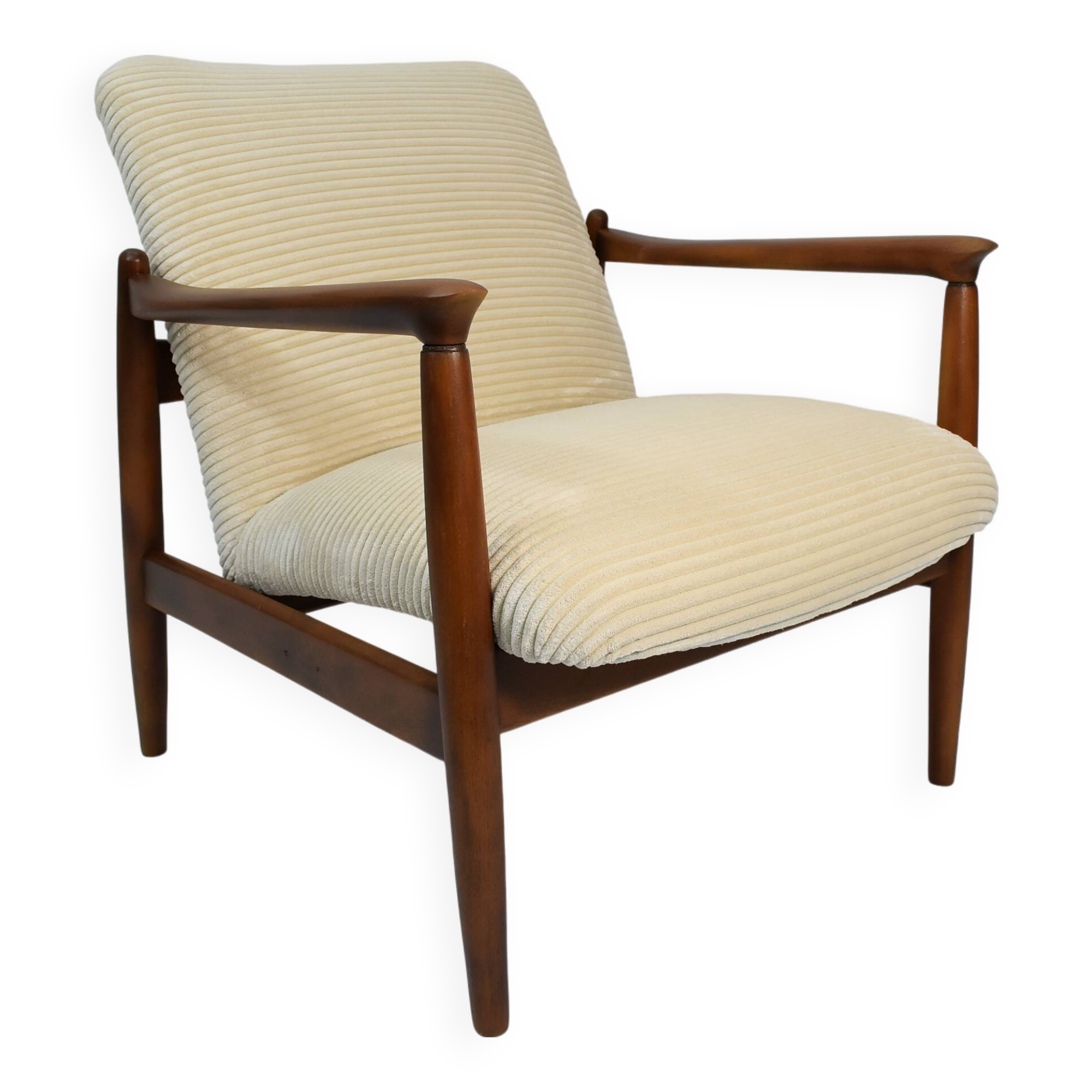 Fully restored vintage armchair by E.Homa, 1960s, beige cord