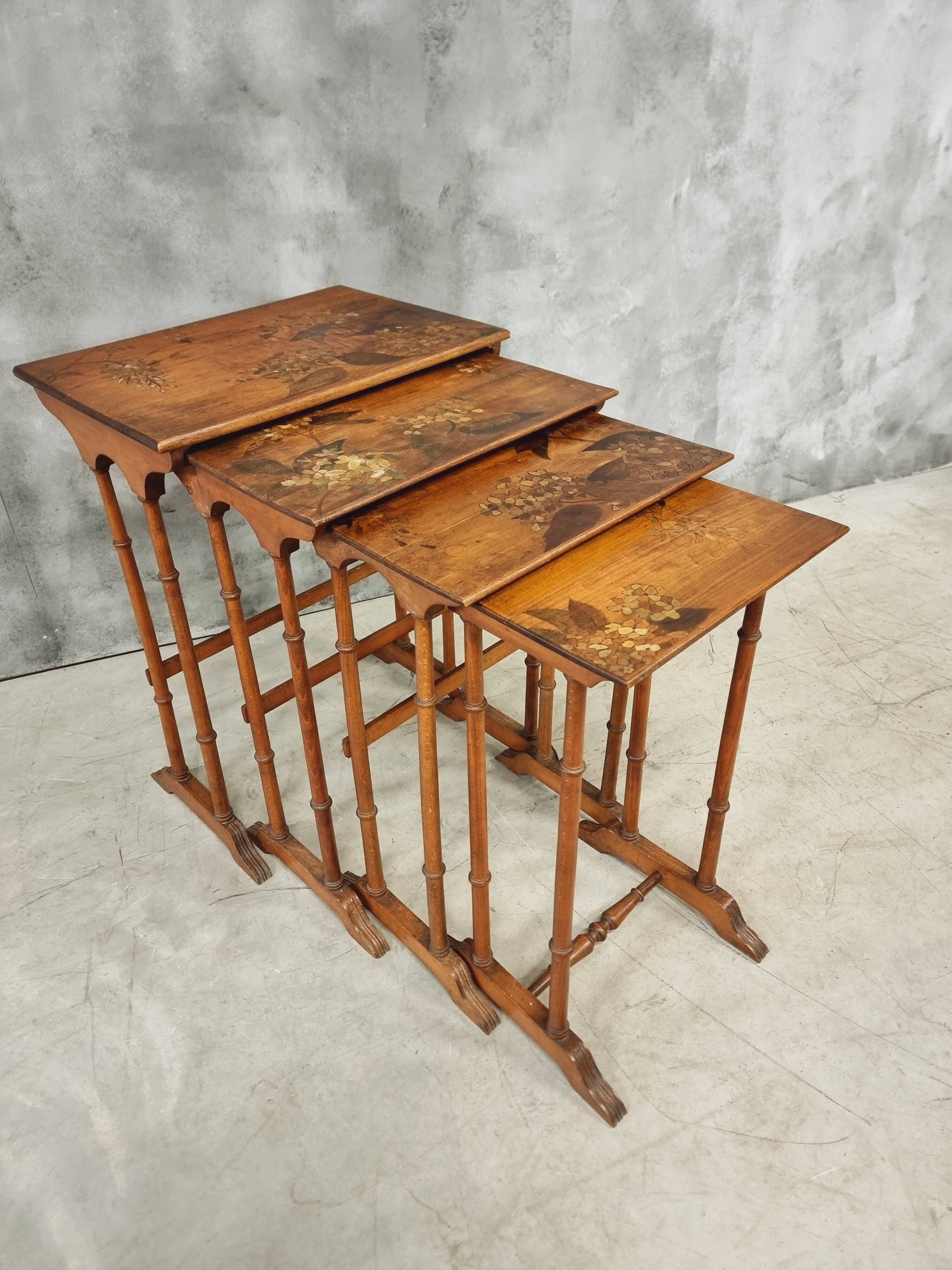 Set of 4 nesting tables Art Nouveau 1930s