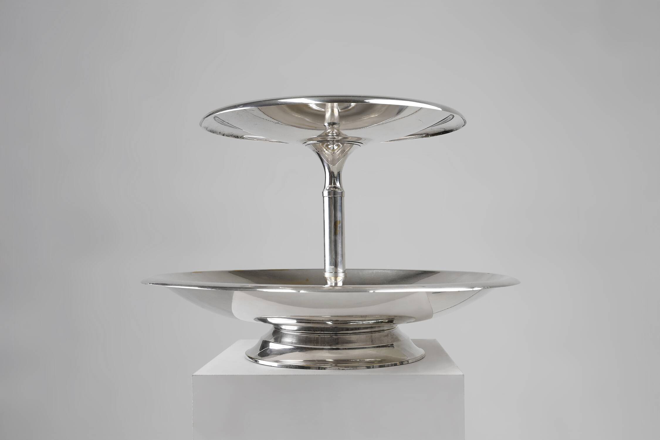 Large antique silver-plated bowl / etagère, France ca. 1900