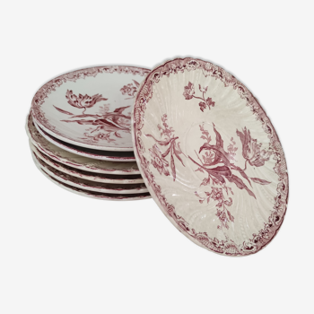 Lot de 7 assiettes ou soucoupes dépareillées Sarreguemines modèle Fontanges