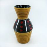 West Germany vase - black and red ochre graphic decor - Scheurich Keramik - vintage 60s