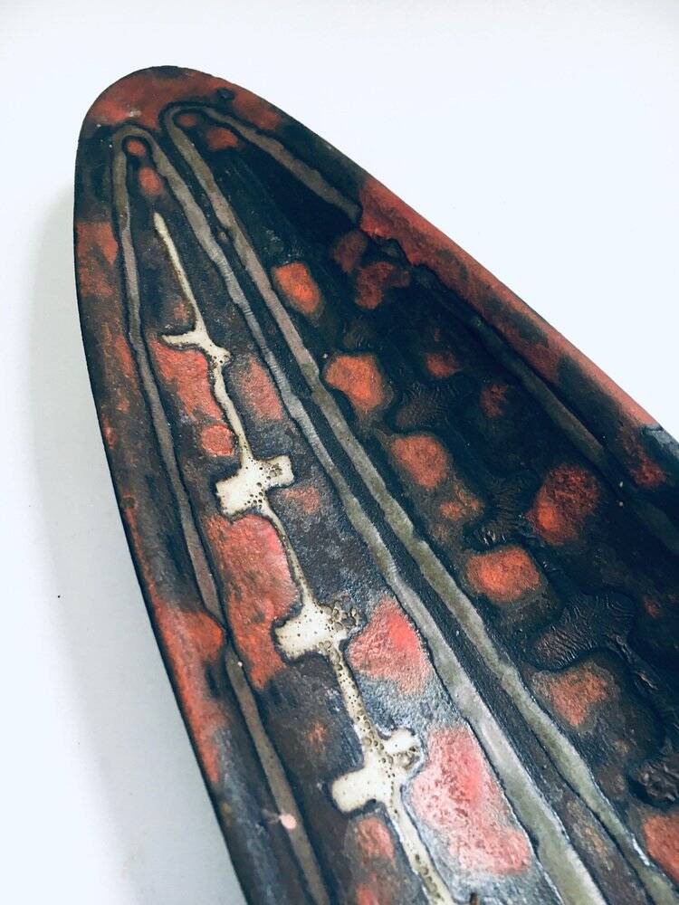 Abstract Art Ceramic Surfboard Bowl Dish from Perignem Studio, Belgium, 1960s