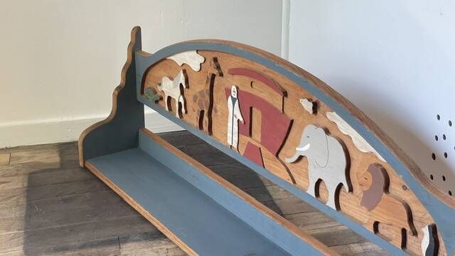 Vintage solid wood noah's ark shelf