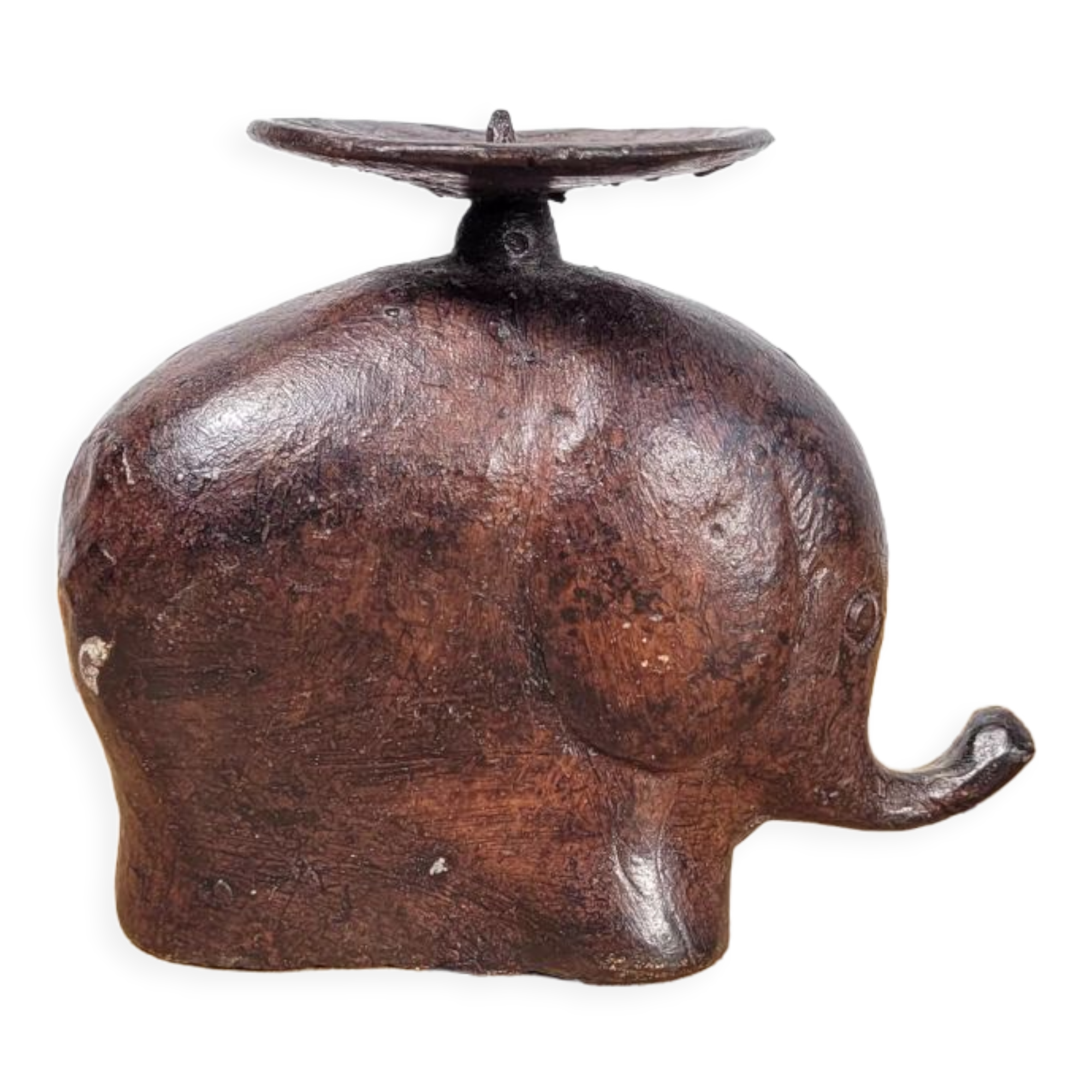 Elephant candle holder patinated metal