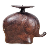 Elephant candle holder patinated metal