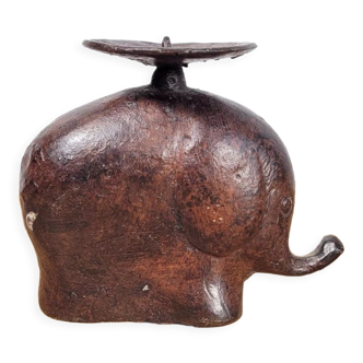 Elephant candle holder patinated metal