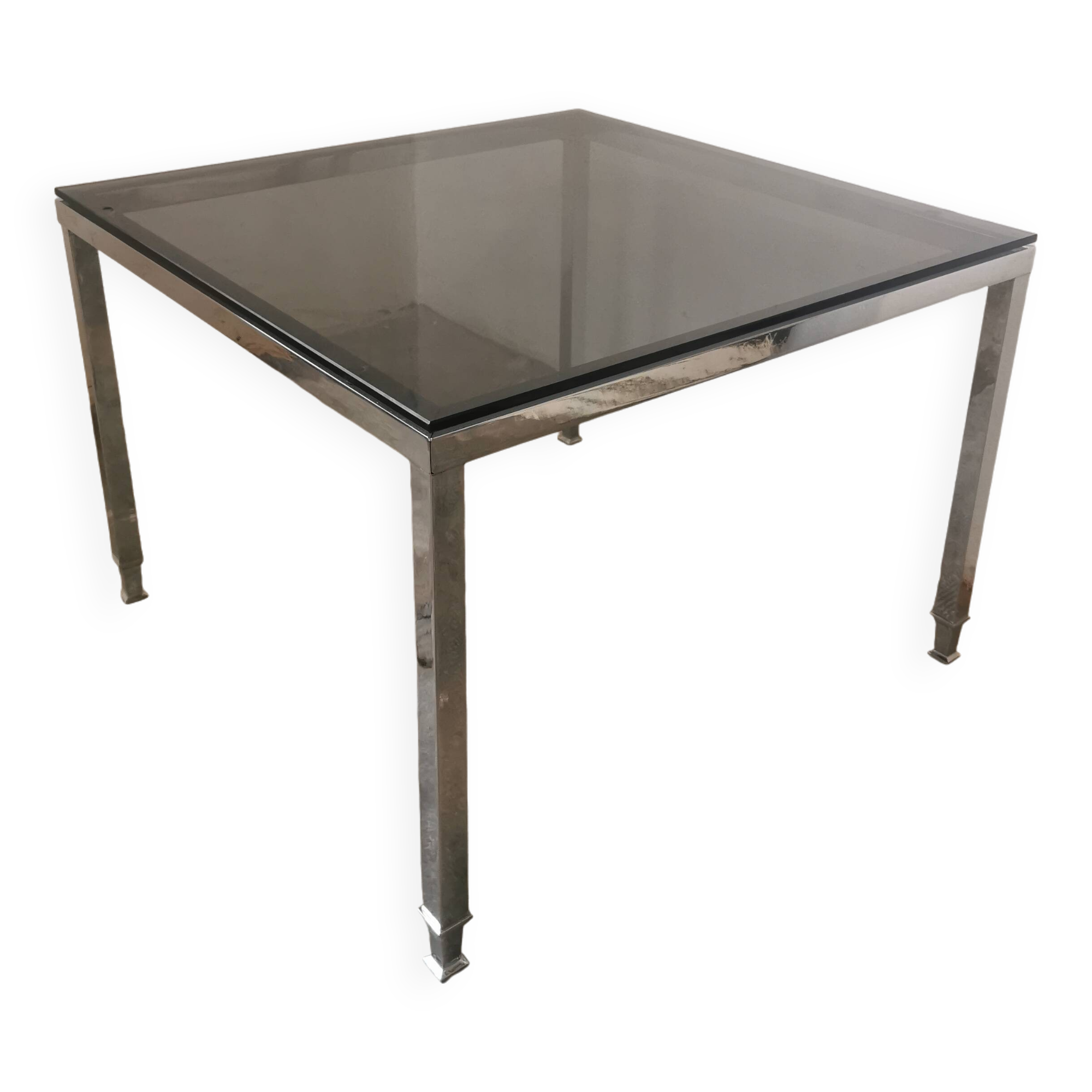 Chrome and glass coffee table 1970 Neoclassical style