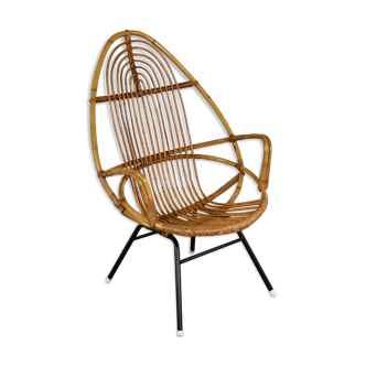 Rattan armchair by Rohe Noordwolde, Netherlands, 1960