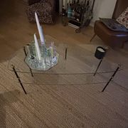 Table basse années 50/60 en verre et métal