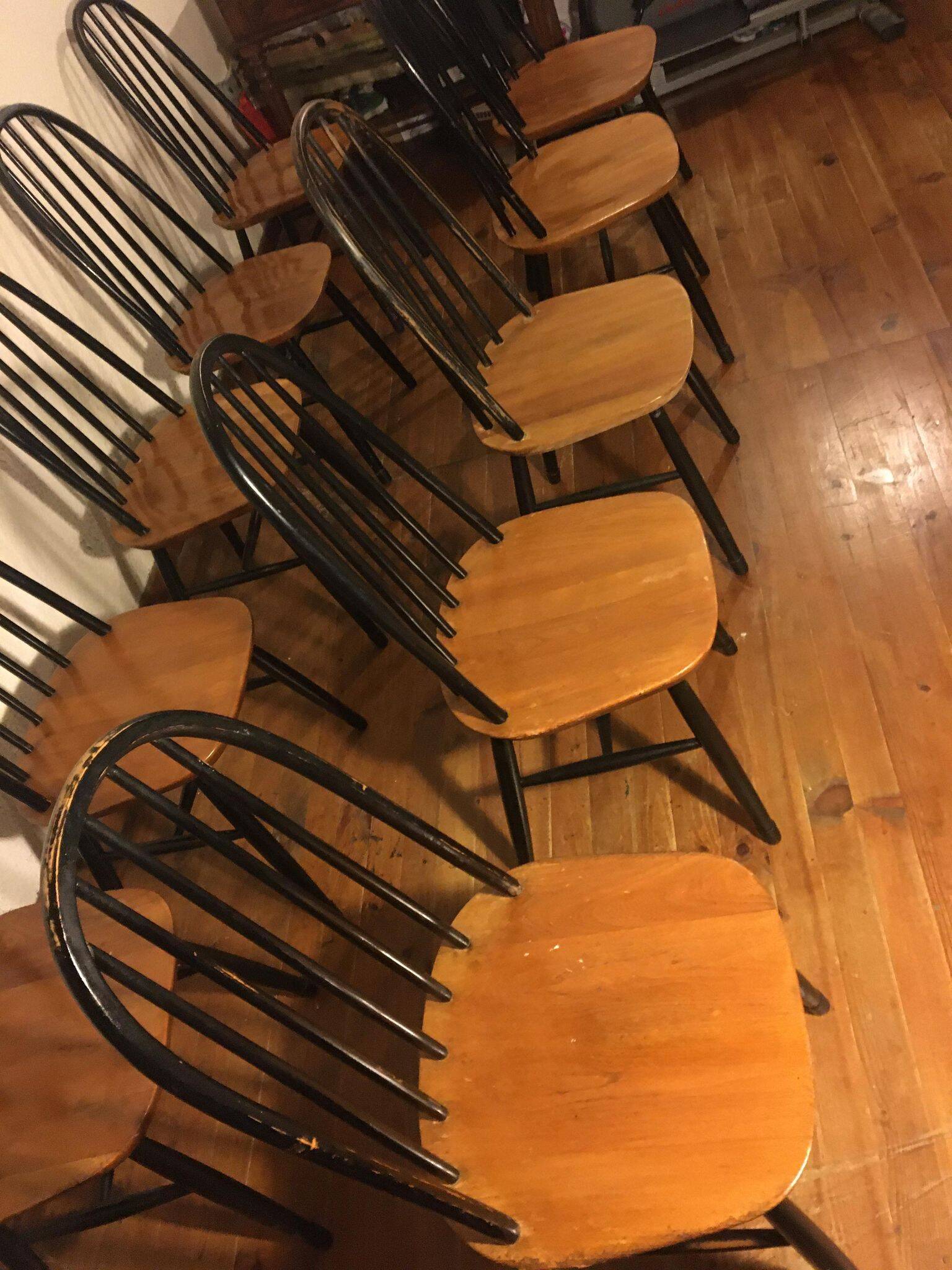 Set of 10 Ercol Quaker chairs from the 50s