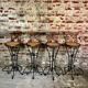 Bar chairs/stool (4) made of wood and wrought iron canned seats